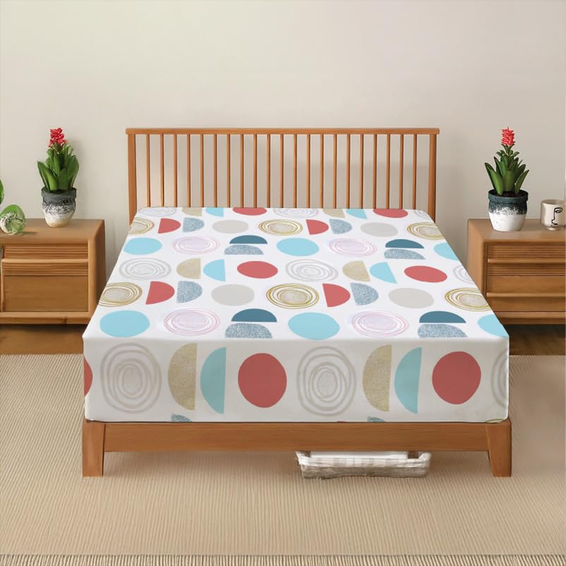 DANYDude 100% Egyptian Cotton Floral Printed Single Fitted Sheet 400 Thread Count Fitted Sheets Single Soft & Machine Washable 30cm/12” Extra Deep Fitted Bed Sheets Room Decor
