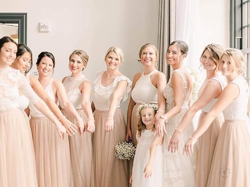 Miniatura 2 de EllieHouse Falda larga de tul para dama de honor, línea A, para boda, noche, fiesta, baile de graduación, P68