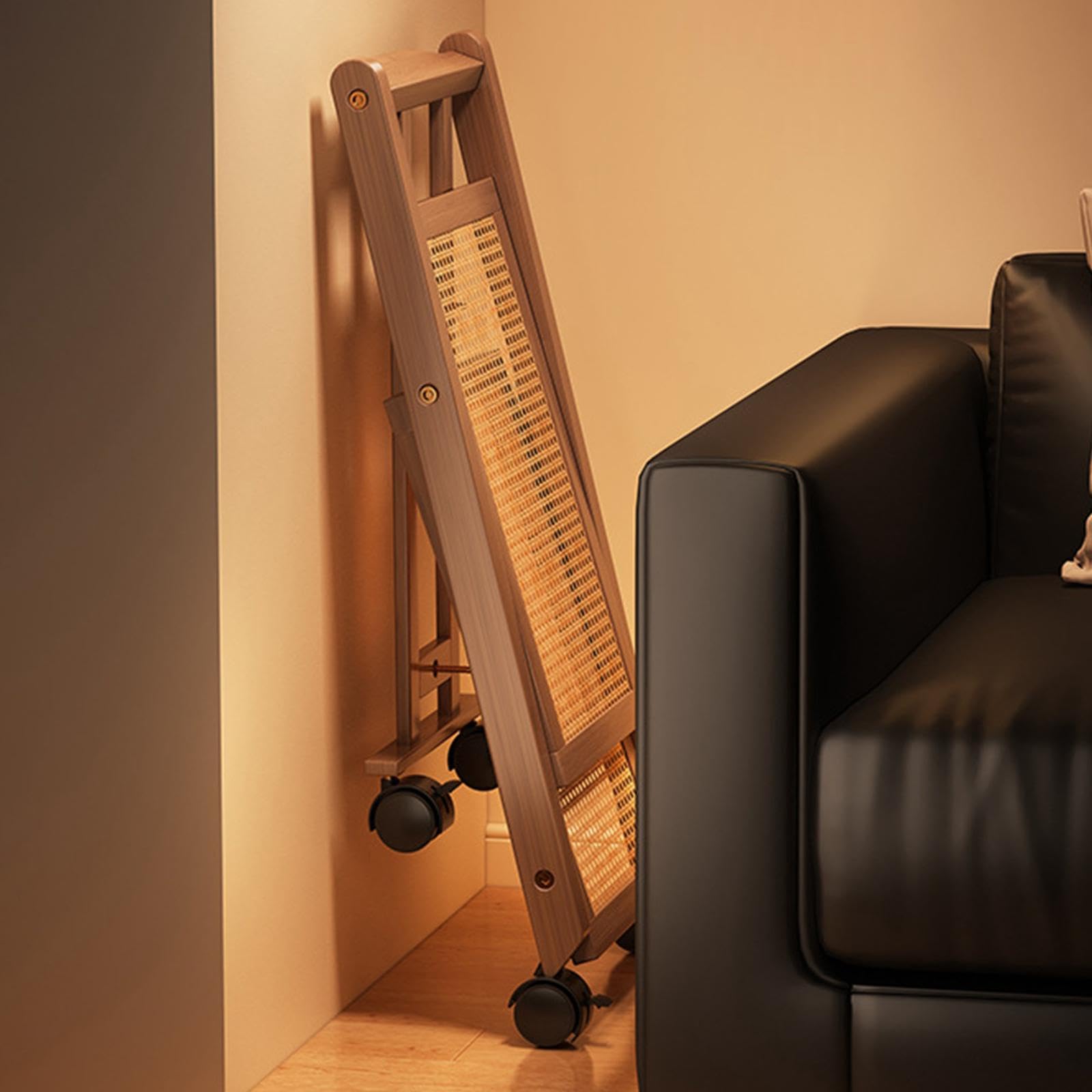 Carro Auxiliar Plegable de 2 Niveles Mesa Auxiliar con Ruedas Organizador de Almacenamiento Y Mesita de Noche Adecuado para Dormitorio Y Baño