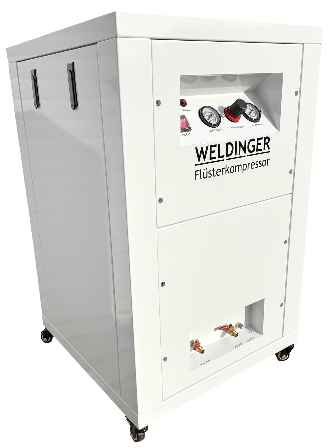WELDINGER Flüsterkompressor FK100 dental mit Trockner und Luftfeinfilter für Zahnlabore Dental-Arbeitsplätze
