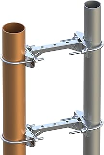 2 PCS Stainless Steel Mast to Mast Clamp Anti Vibration Antenna Mount [ Without The Pole ] Antenna Mast Clamp V Jaw Bracket Accessories Outdoor Universal Patio Umbrella Mount Holder Attaches