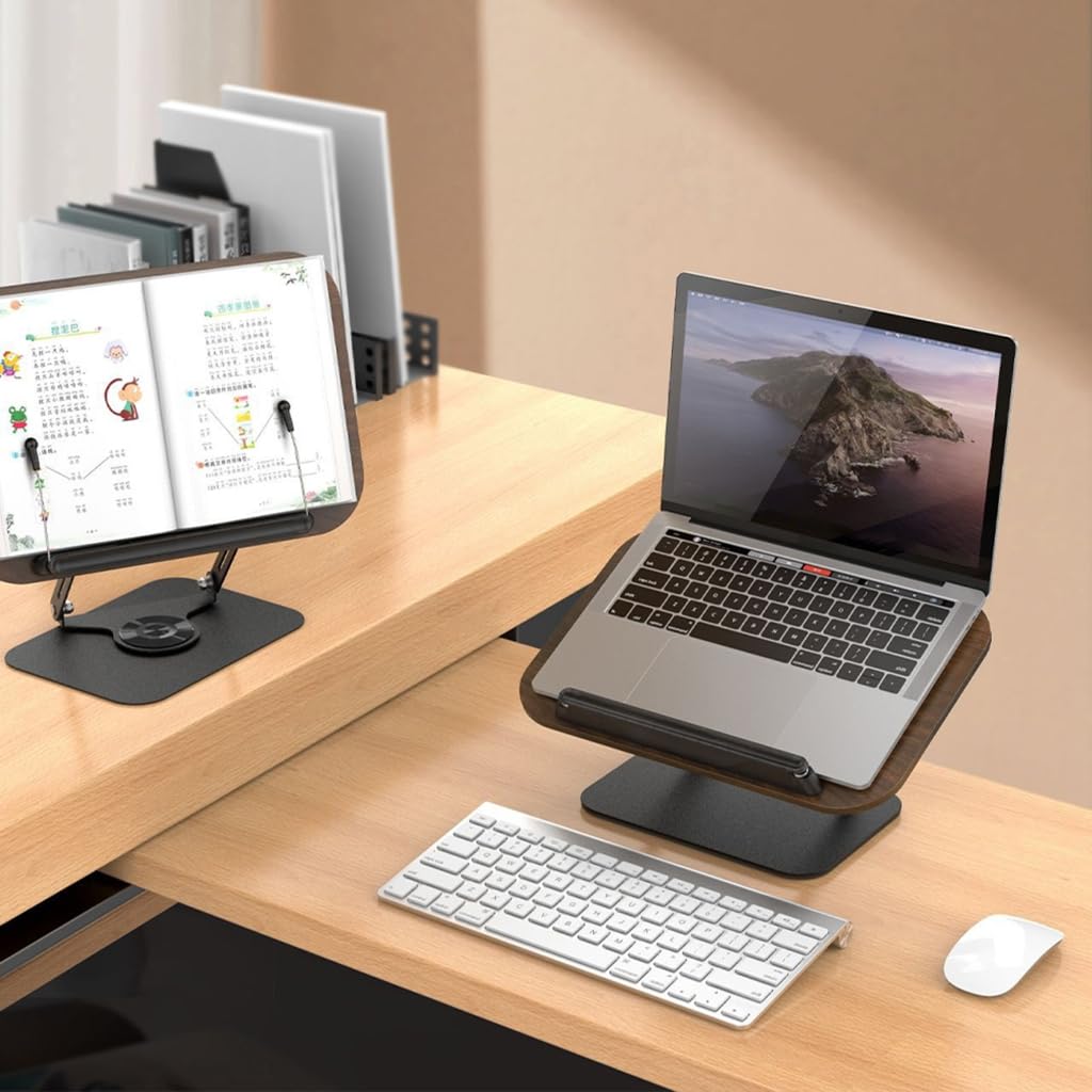 Soporte para computadora portátil con ángulo de visión flexible, marco plegable que ahorra espacio para tabletas y portátiles
