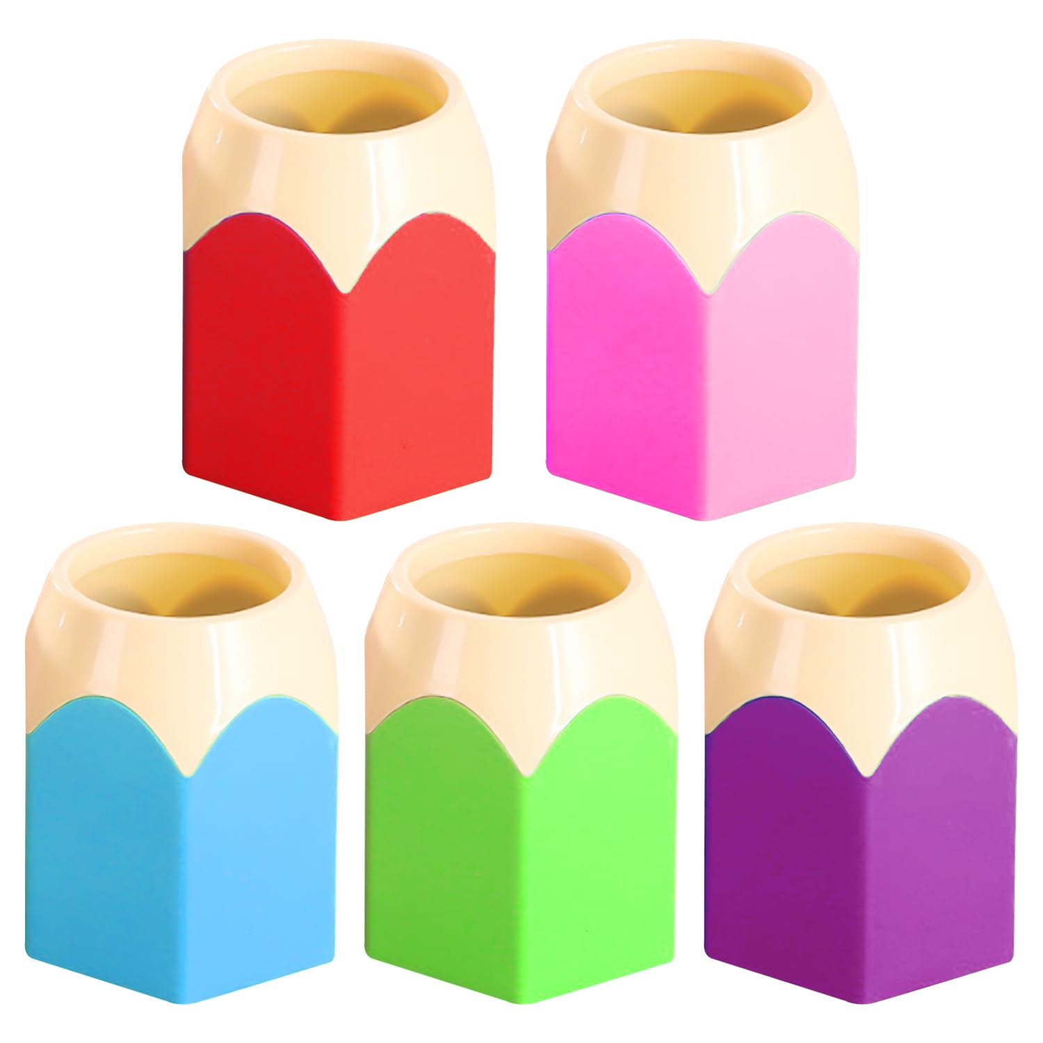 ZBHDEYG 5 unidades de colores contrastantes, soporte creativo para bolígrafos, organizador de escritorio para artículos de papelería, brochas de maquillaje, soporte para bolígrafos de escritorio
