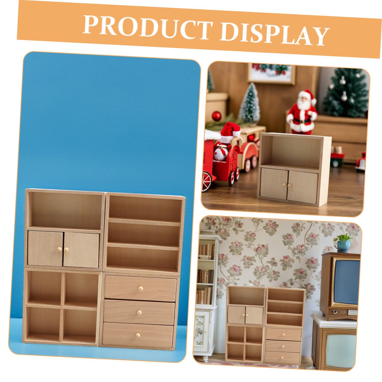 Estantería de Casa de Muñecas de Madera Beige 4 Piezas