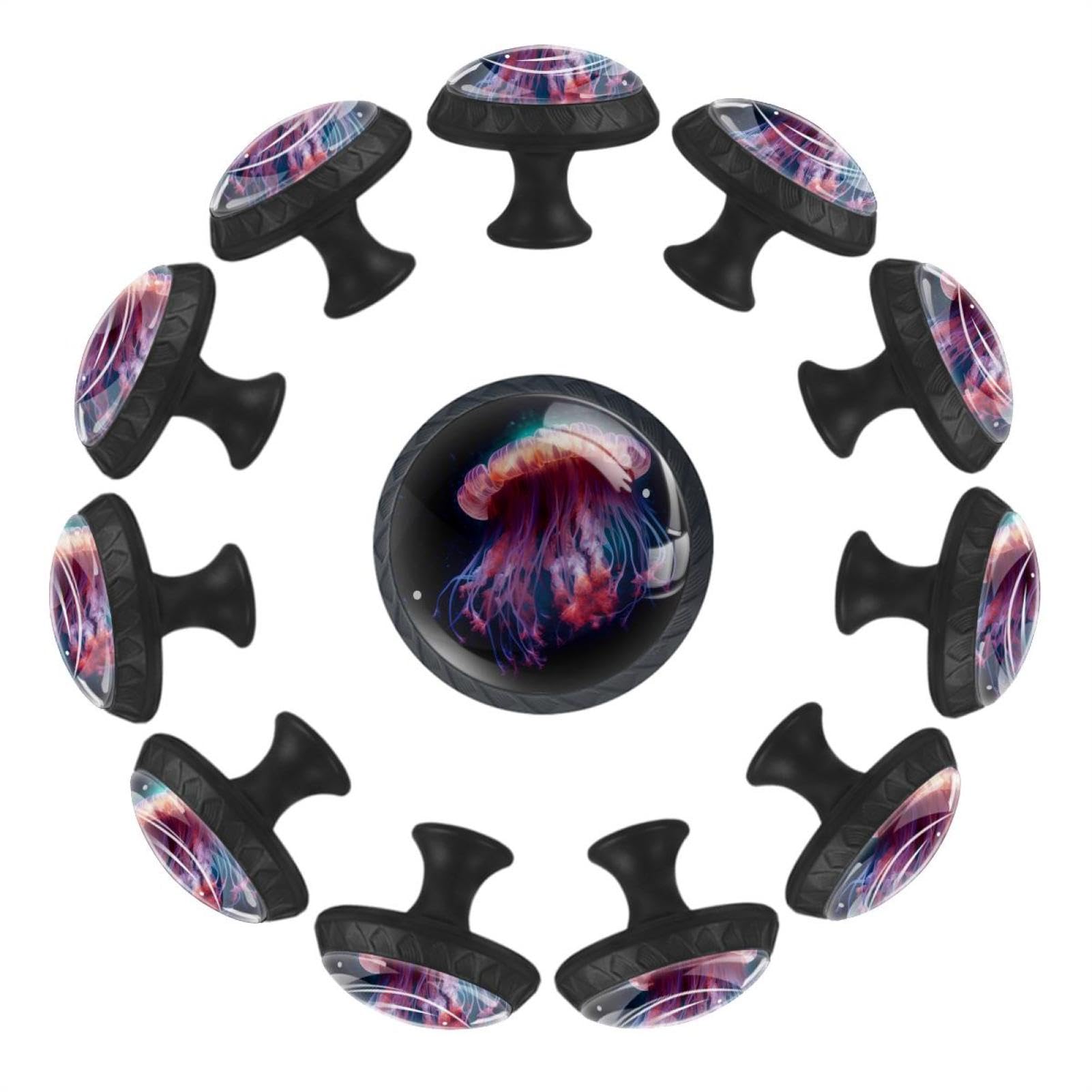 Boutons de tiroir méduses en cristal transparent pour meuble et cuisine x12