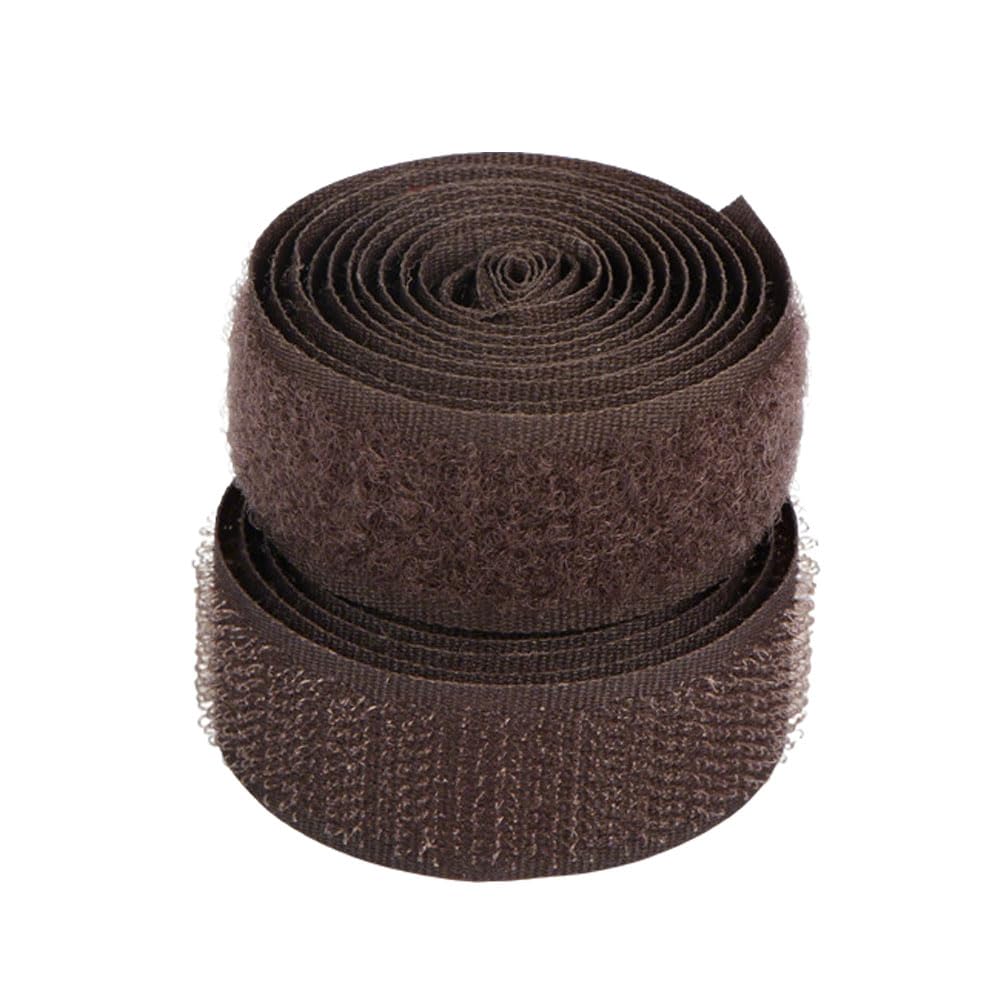 Leliafleury 2cmx2m Sew on Hook and Loop Tape Non-Adhesive Hook and Loop Strip Nylon Strips Fabric Fastener for Clothing Sewing DIY Projects, Coffee