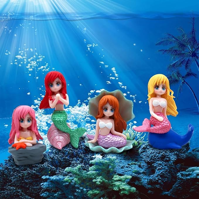 Cute 4PCs Mermaid Toy for Aquarium Fish Tank, Terrarium, Cake, DIY and Home Decorations | Multipurpose Decoration Toy (Pack of 4) (B0DBG8W3FL) Amazon Price History, Amazon Price Tracker