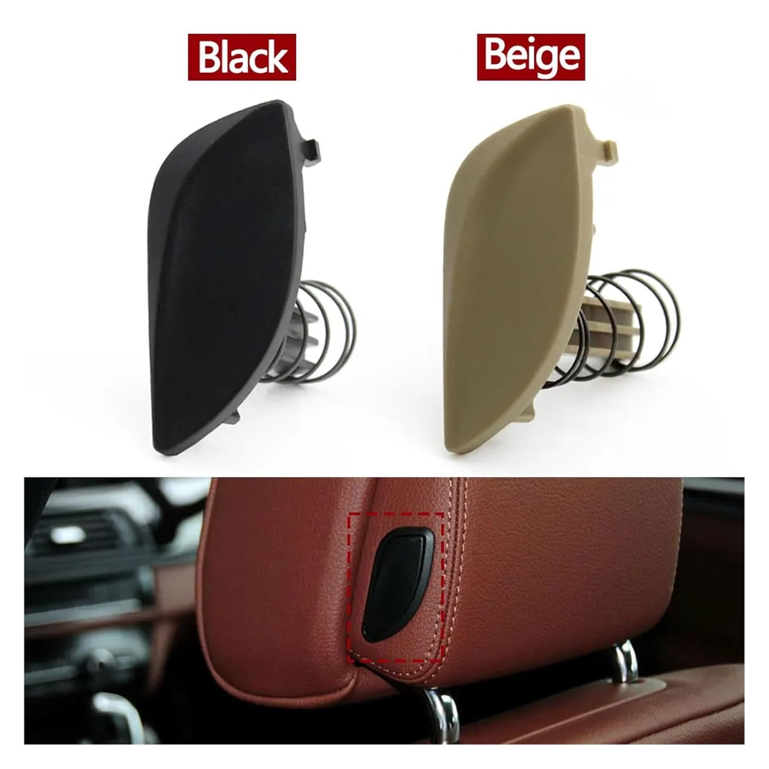 Car Front Left Right Seat Headrest Adjustment Switch Button Cover Replacement Compatible F10 F11 F18 F07 F01 F02 F04 E70 E71 E72(Color:Black)