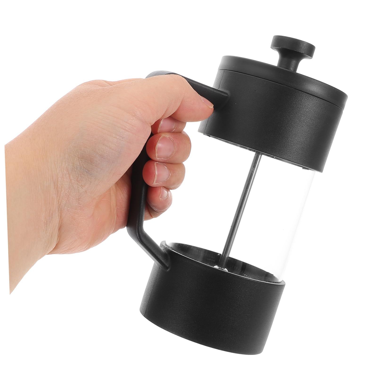 CAXUSD Borosilicate Glass Maker 350ml Espresso Press Coffee Strainer for Camping Travel Black