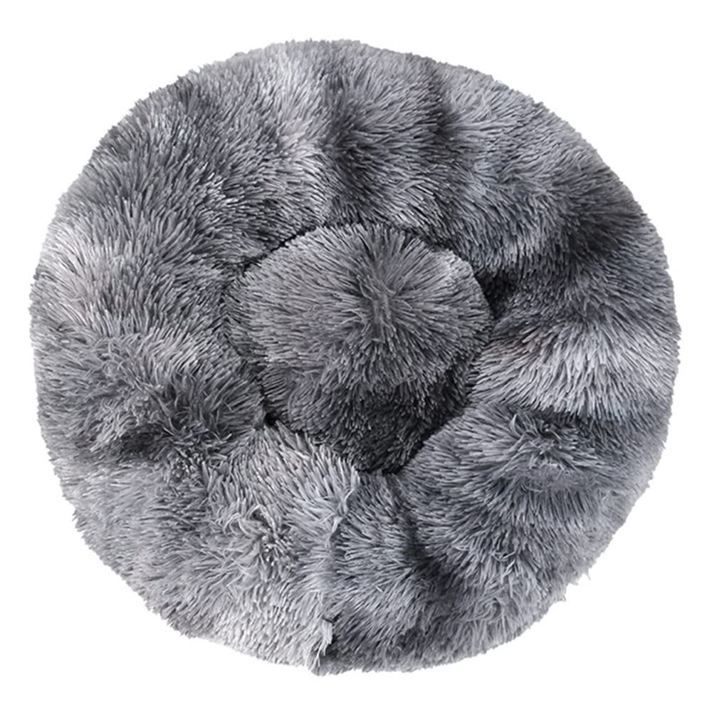 Lukery Dog Cat Donut Bed, Fluffy Plush Puppy Kitten Cuddler Round Bed, Warm and Soft Pet Cosy Anti Anxiety Beds for Small/Medium/Large Dogs (100CM,dark grey) โ image 1