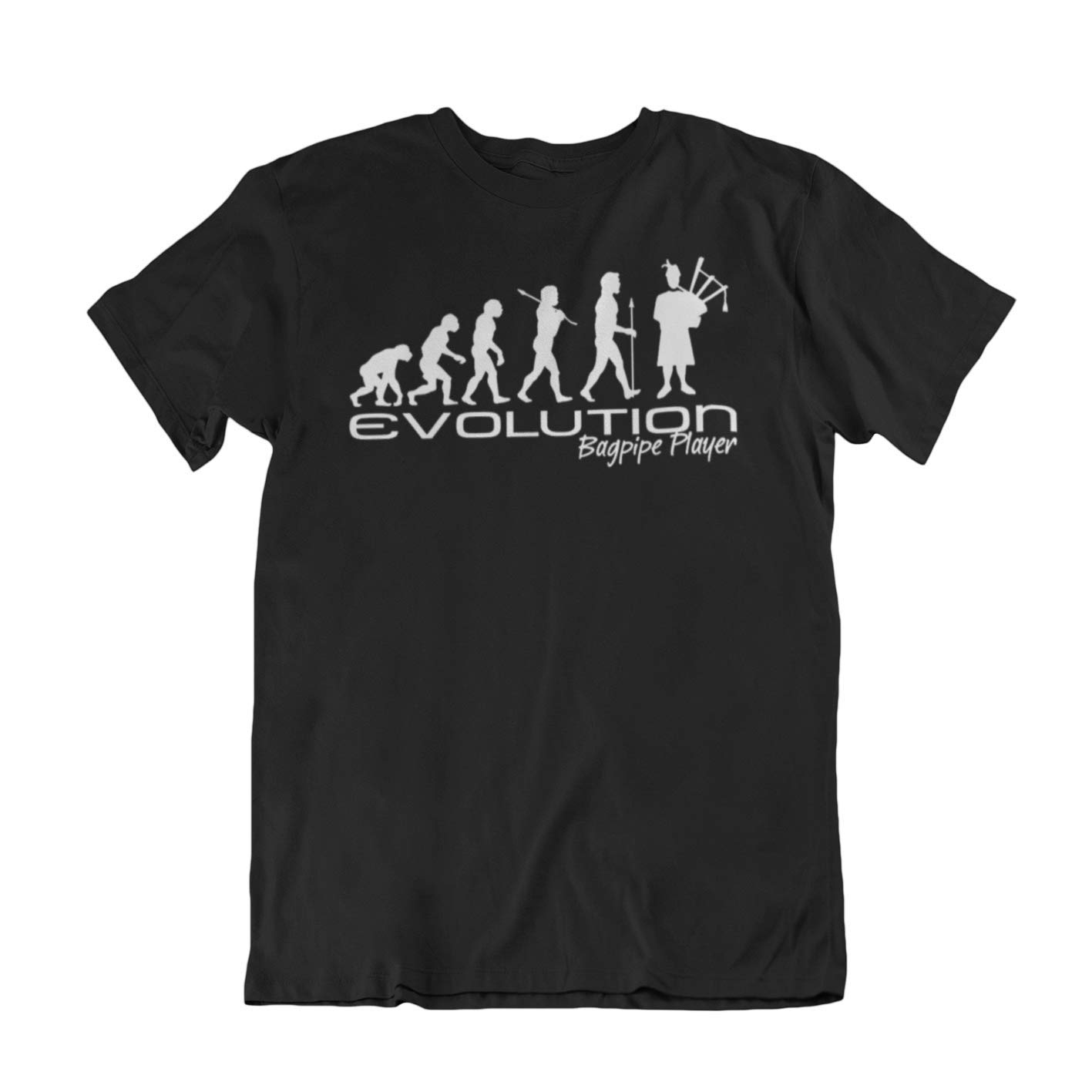 Jonny Cotton Men's Black Evolution Of Bagpipe Player - Novelty Music Instrut T-Shirt (Xx-Large, )