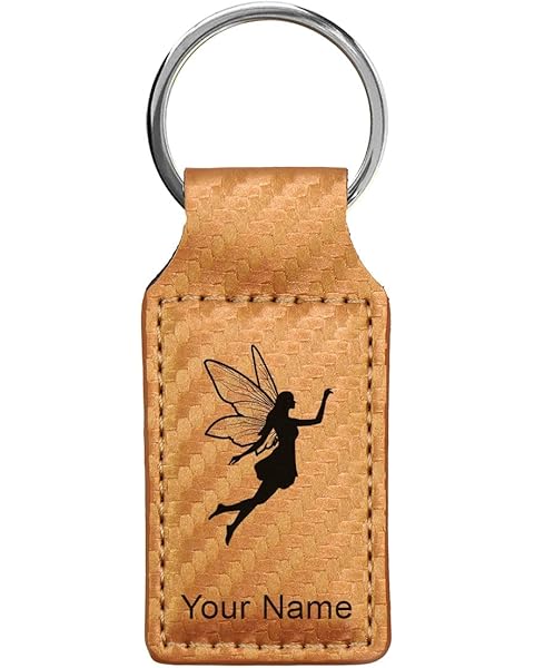 LaserGram Rectangle Keychain, Fairy, Personalized Engraving Included
