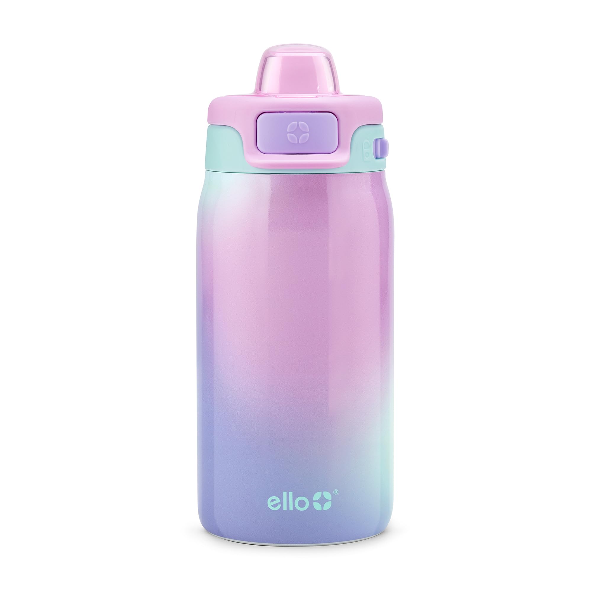 Ello Kids Pop and Fill 12oz Stainless Water Bottle Purple Watercolor