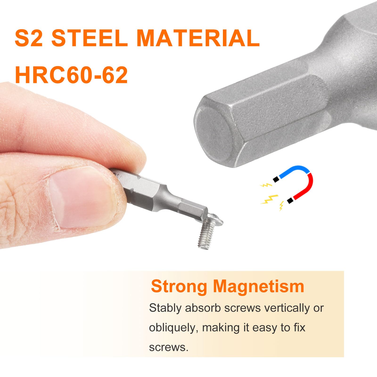 HARFINGTON 2pcs H8 Hex Screwdriver Bits - 1/4" Hex Shank, 25mm Length, Magnetic, S2 Steel - View #5
