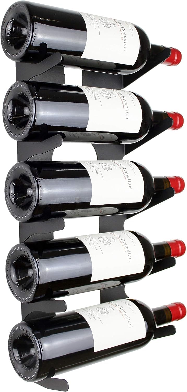 Lot de 2 Casier à Bouteilles | pour 5 Bouteilles | 100% Acier | Fabriqué en Europe | Range Bouteille | Porte Bouteille | Range Bouteille Vin | Porte Bouteille Mural | Rangement Bouteille