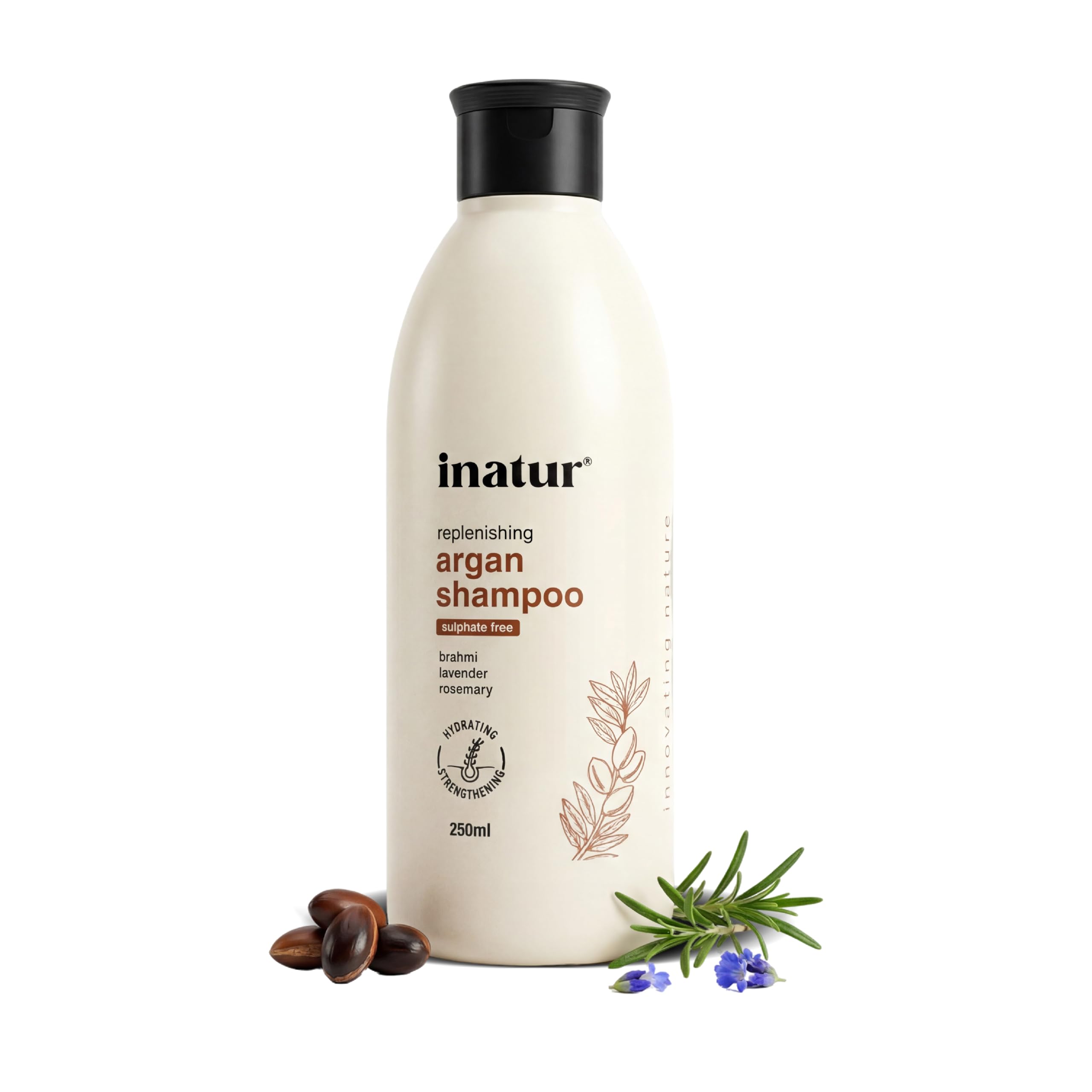 inatur Argan Shampoo For Dry & Frizzy Hair | Promotes Growth & Control Hair Fall | Sulfate-Free Nourishing Hair Cleanser | With Brahmi, Lavender & Rosemary | Color-Safe for Men & Women | 250ml-image-36