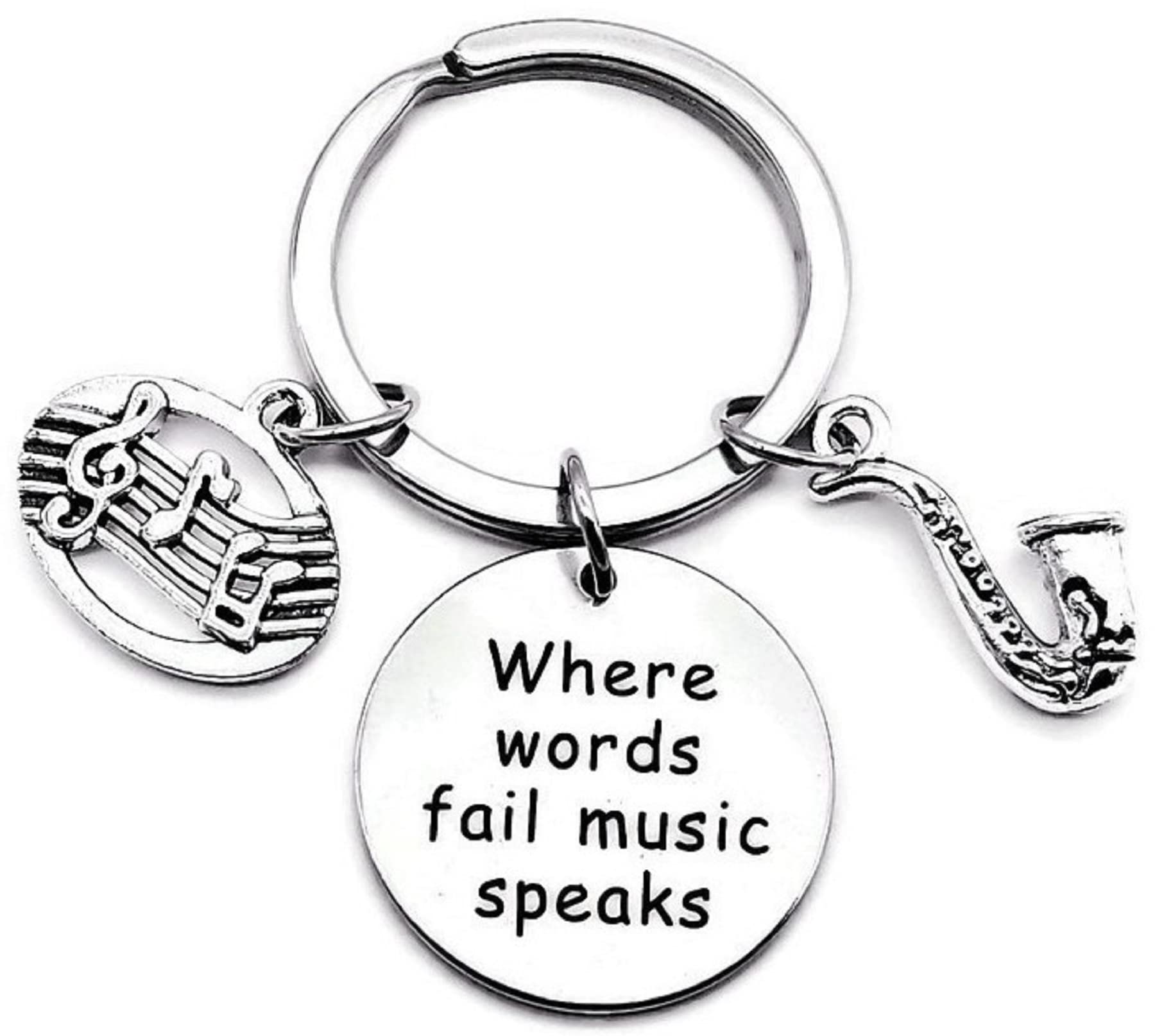 Kit's KissSaxophone Keychain Music Note Musical Instrument Music Teacher Student Gift Musician Gift Saxophone Key Ring