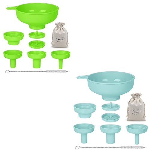 Pisol - Embudo de cocina de boca ancha, embudo de conservas de plástico de grado alimenticio con boquillas de 4 tamaños para llenar tarros de masón