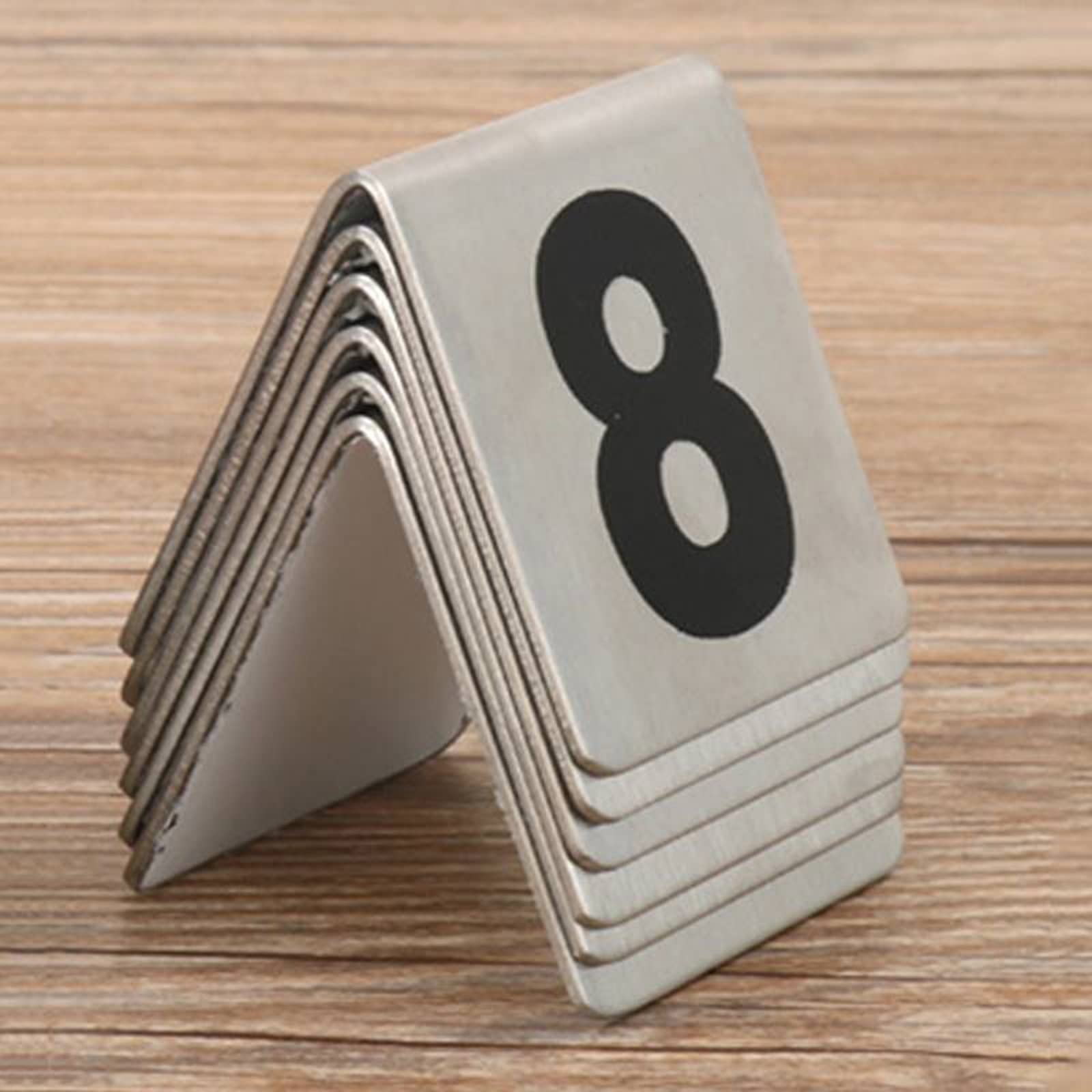 MYUYEE Stainless Steel Table Number Signs For Weddings Restaurant Bistros Table Numbers, Stackable Table Number Cards, Tent Style, Place Cards Digital Sign Seat Card 1-50/1