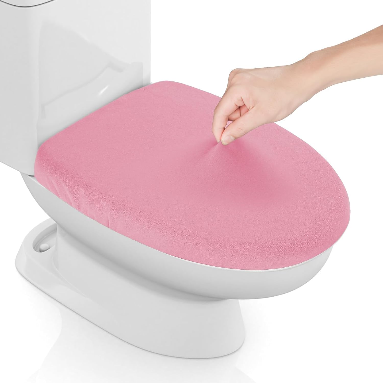 Stretch Spandex Toilet Seat Cover, Thick Toilet Seat Cover for Bathroom, Washable Soft Lid, Fits Most Standard Toilets, (Pink, 1 Piece)