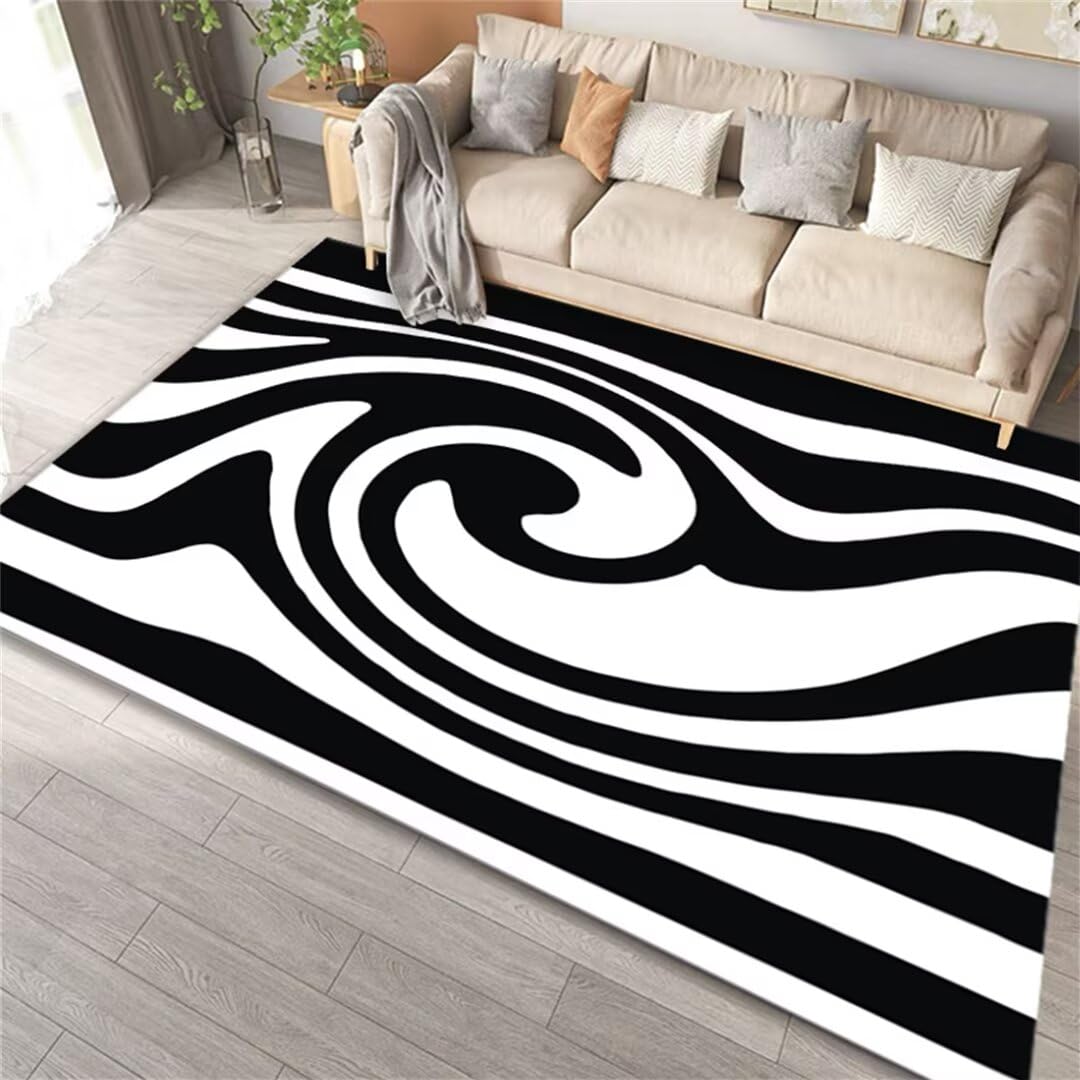 Alfombra infantil lavable para dormitorio juvenil que soluciona la limpieza en salón de rayas