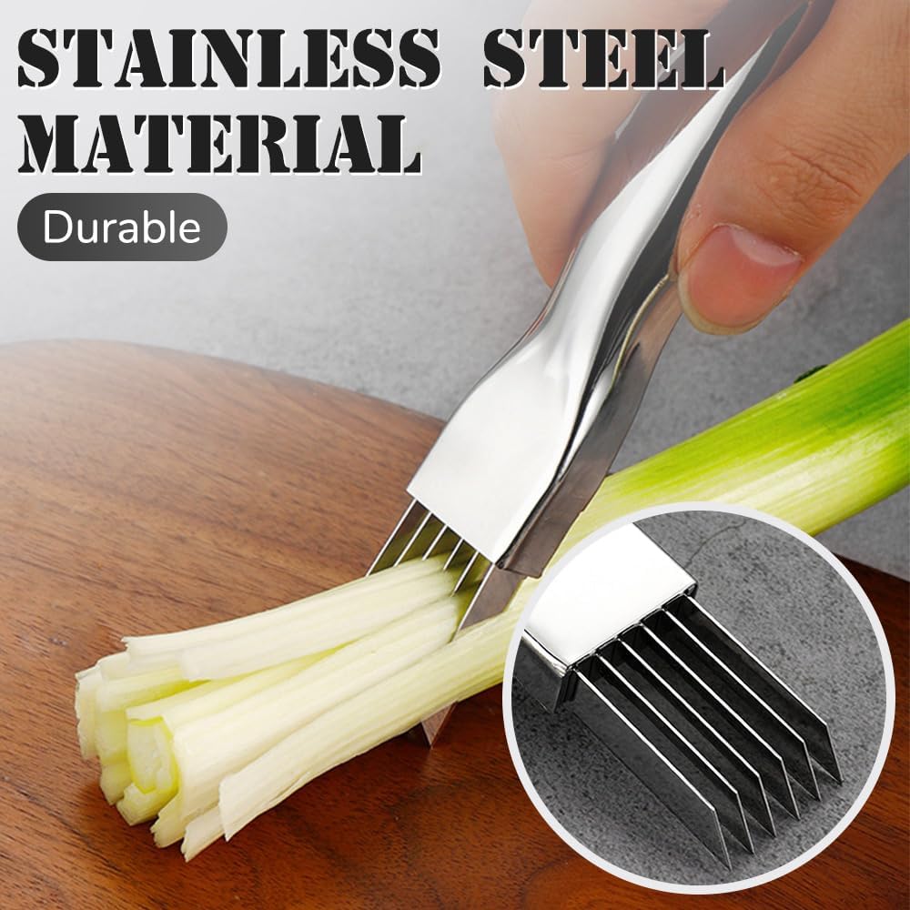 2024 New Upgrade Stainless Steel Chopped,Shred Silk The Knife Green Onion Knife, Kitchen Vegetable Cutter Sharp Scallion Shredding Cutter Household Multifunctional Food Slicer Gadget