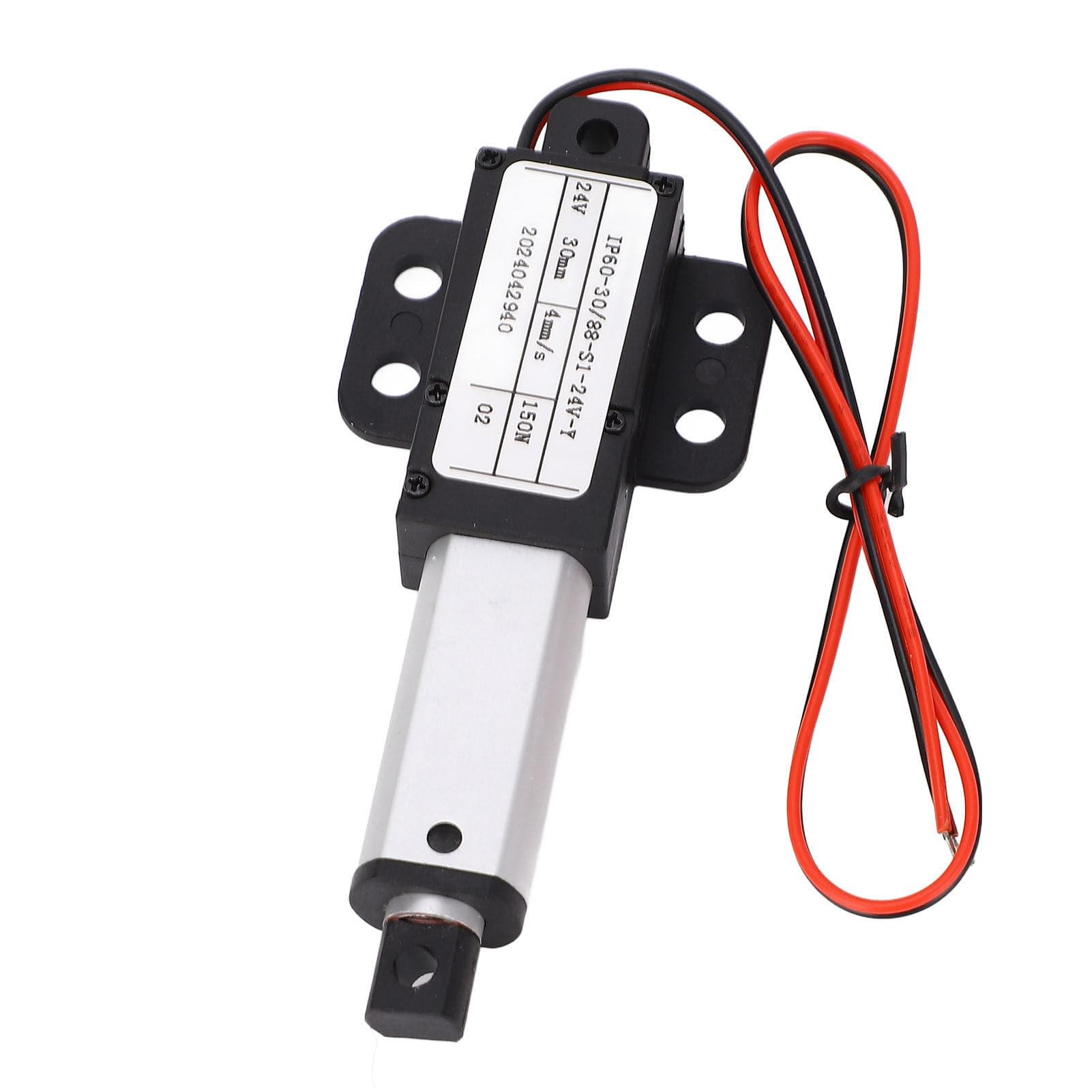 24V Electric Actuator, ABS Connector End Limit Switch 150N Thrust 30mm Stroke Mini Linear Actuator 4mms Speed Multipurpose for Home Appliance Instrument