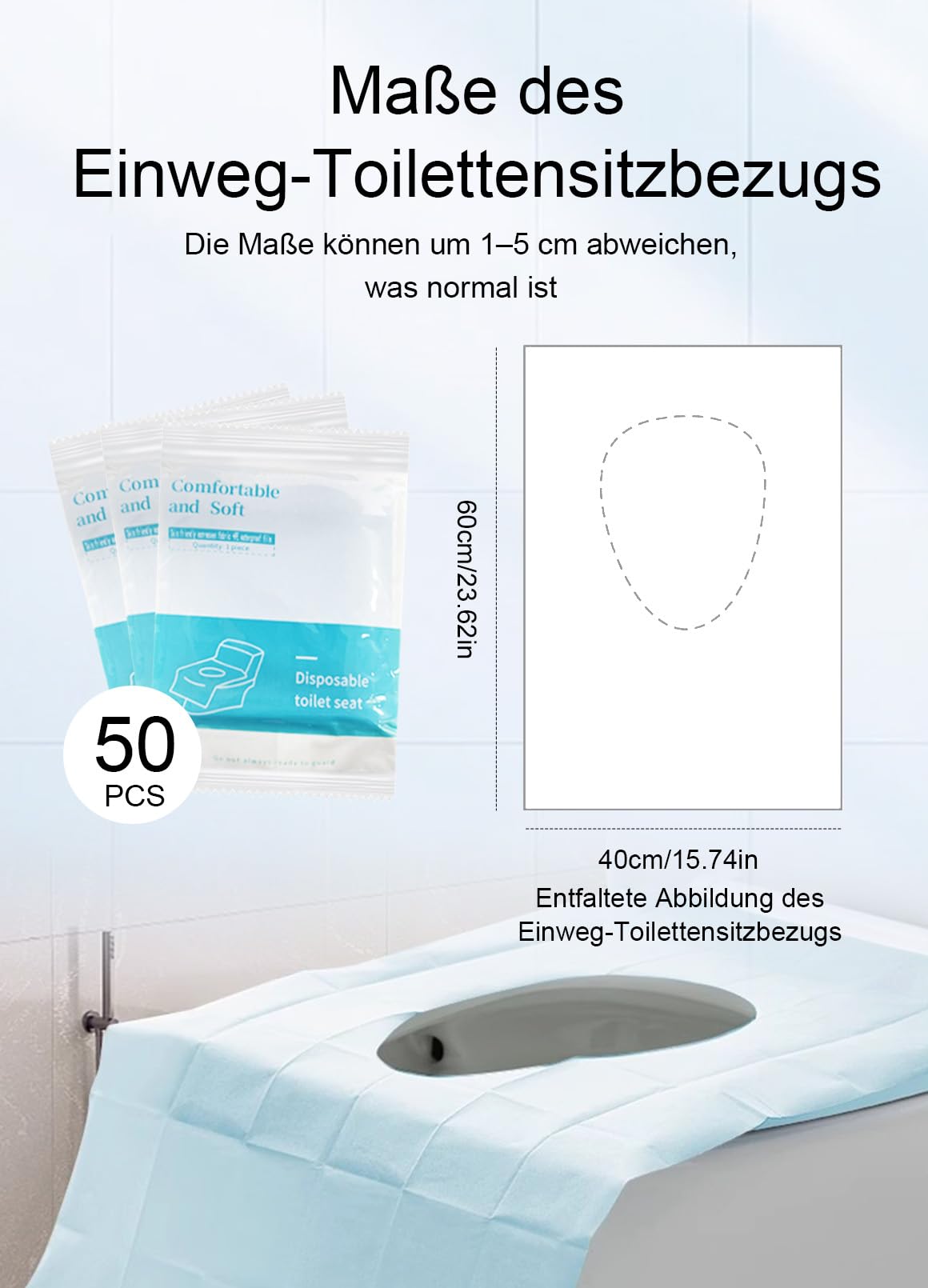 Copriwater monouso 50 pezzi per viaggi toilette pubbliche adulti bambini