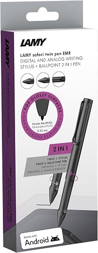 Lamy Safari Twin Pen EMR for Digital and Analog Writing Stylus+Ballpoint 2IN1 Pen, Black
