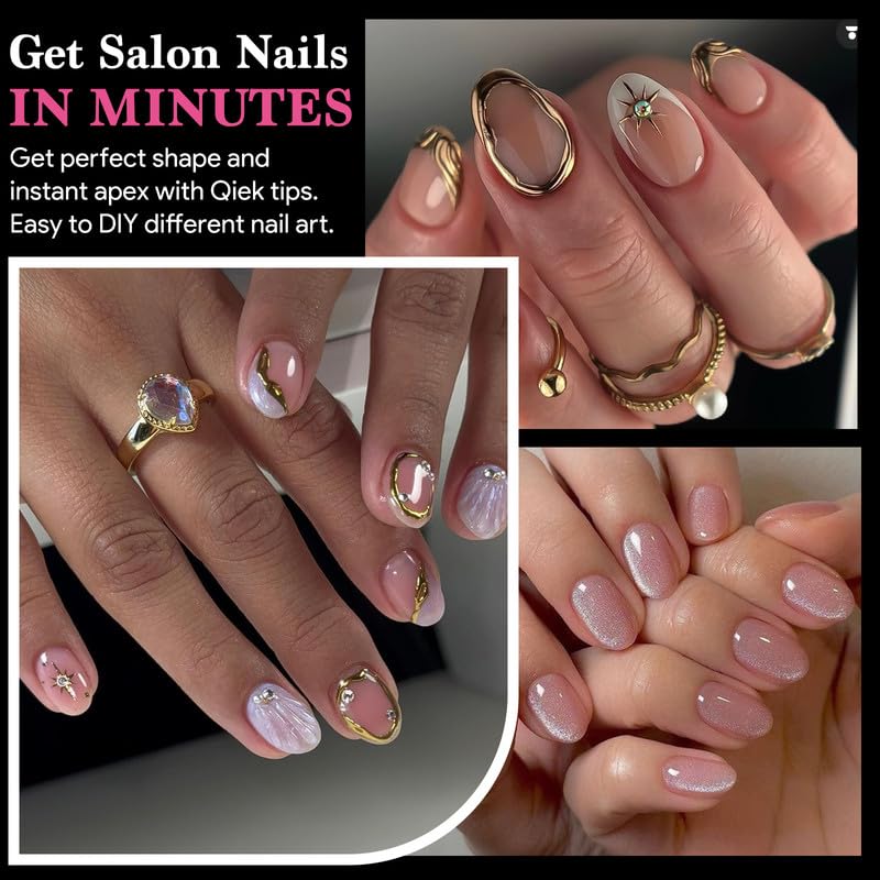 Image of Short Round Nail Tips, 15 Sizes 510 PCS Clear Gel Tips