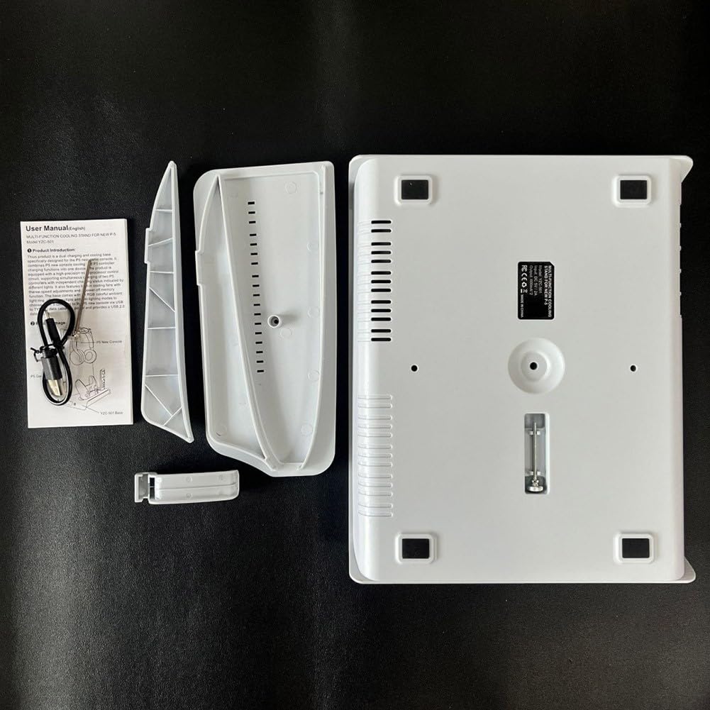 Base di raffreddamento per PS5 Slim, con luci RGB Rack di stoccaggio Doppio Controller Caricabatterie Console di gioco Multi funzionale Pro Ambiente per l'illuminazione Supporto verticale Efficiente