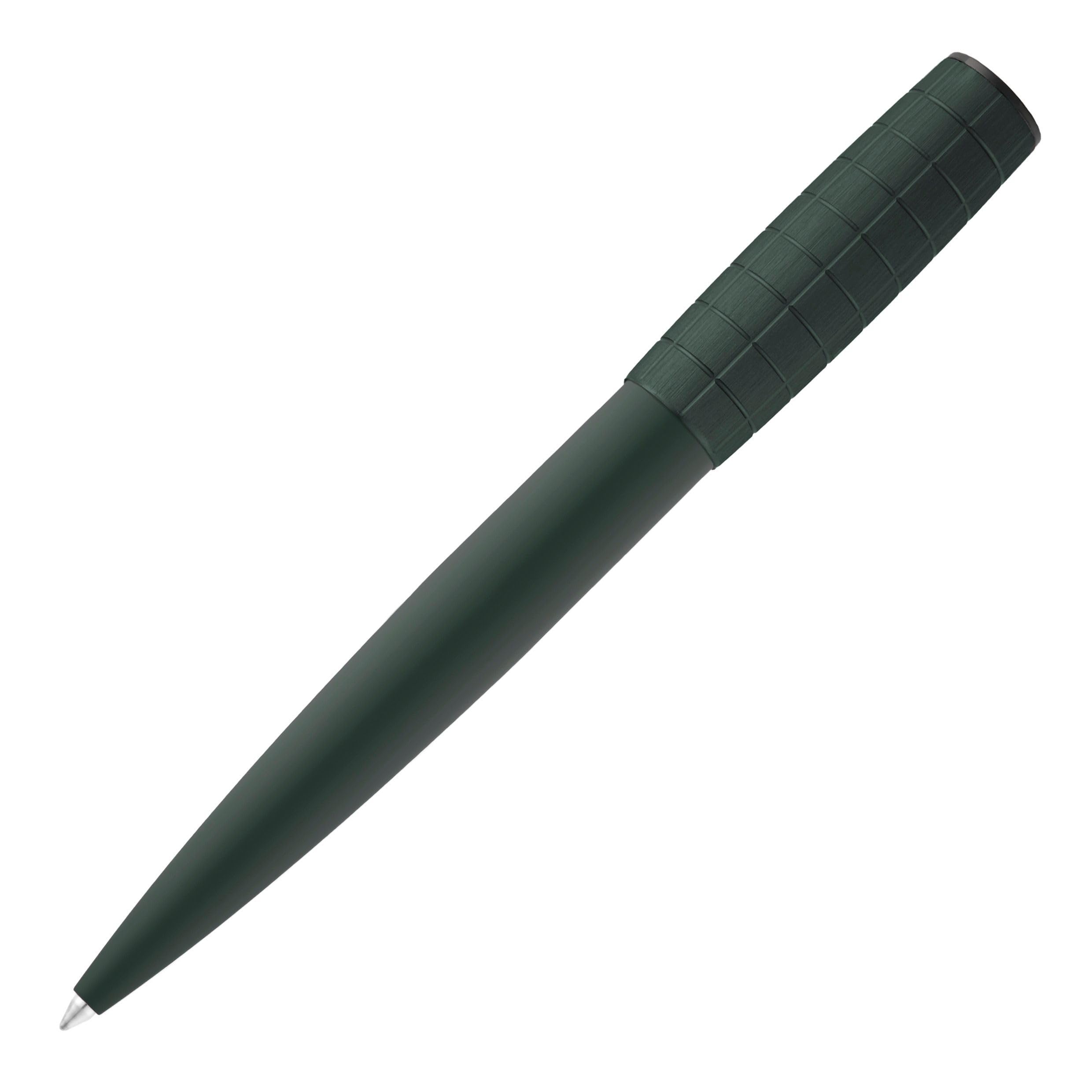 BOSS HUGO Kugelschreiber Arche Bauhaus - Design-Schreibgerät, Drehmechanik, edler Messing-Aluminium-Korpus, Luxus-Kugelschreiber mit Geschenkbox (HSK5744) (dunkelgrün)
