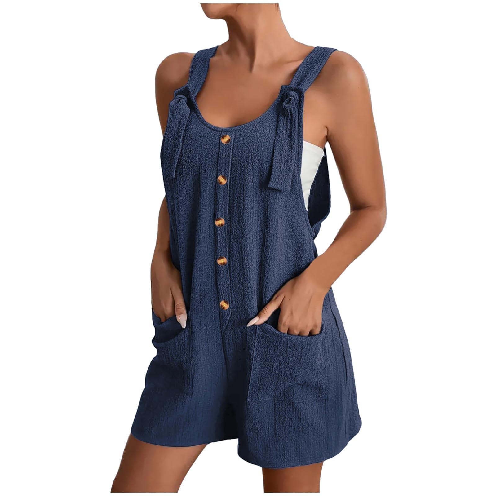 SUIBOZ Mono corto para mujer, overol corto de verano para mujer, overol corto con tirantes para mujer, overol de ajuste holgado, pantalones cortos elásticos de verano, pantalones cortos para fiestas,