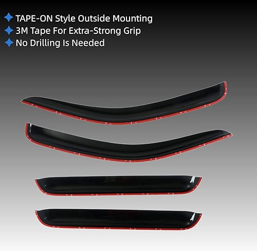 Miniatura 2 de AUTORIFIC Protectores de lluvia con cinta adhesiva, deflector de ventana lateral, viseras de ventilación, juego de 4 piezas extra duradero para GMC