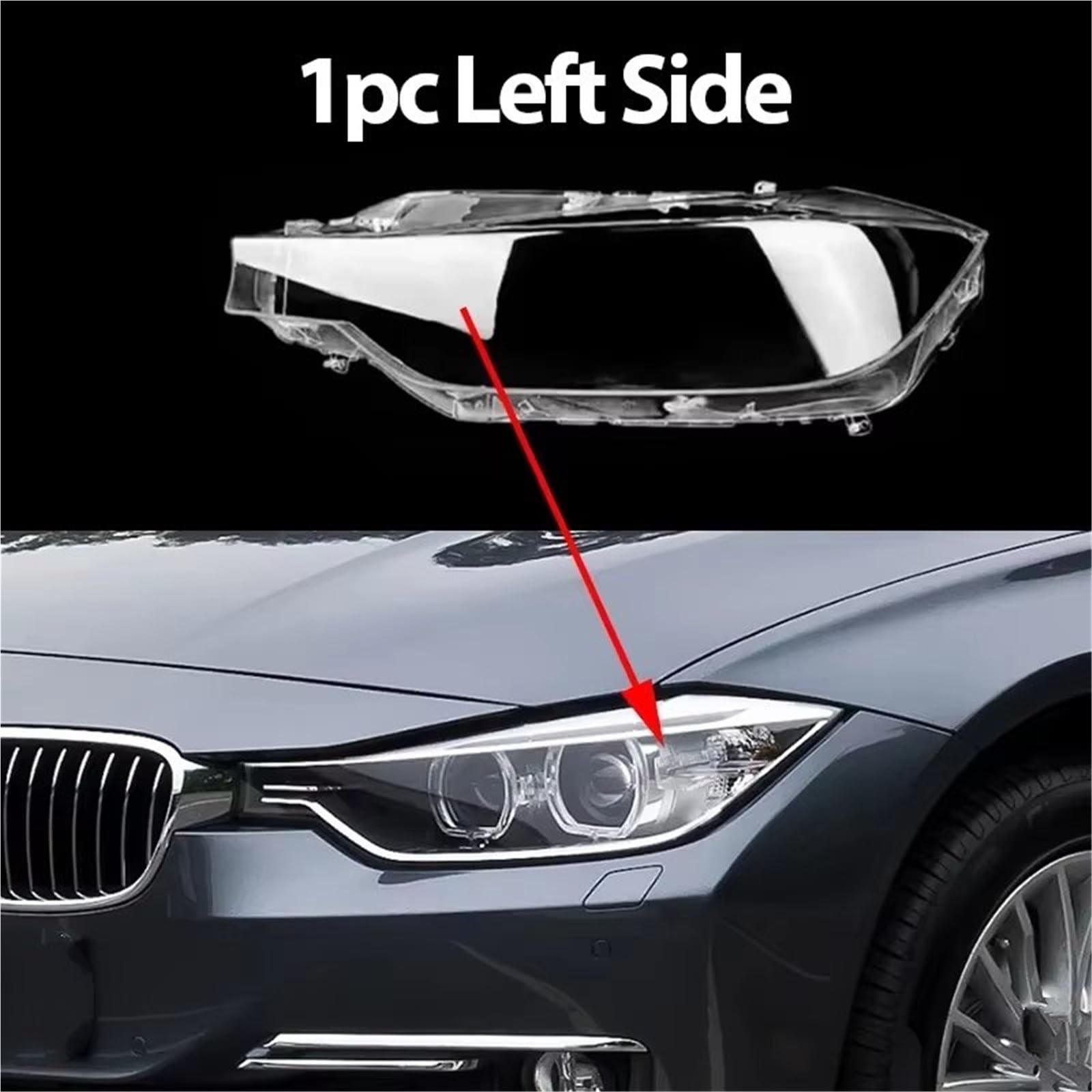 Copriobiettivo Trasparente Per BMW Serie 3 F30 F31 F35 2013-2015 Coprifaro Anteriore In Vetro Per Auto Paralume Trasparente Lenti Fanali(Sinistra)