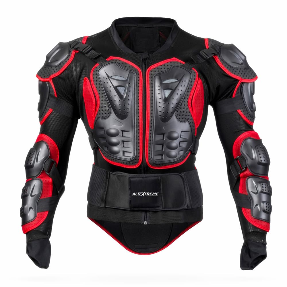 ARBA002 Full Body Armor Jacket Spine Chest Protection Gear Motocross Protector for Motorcycling Biking Riding - (Red, Size - XXL)