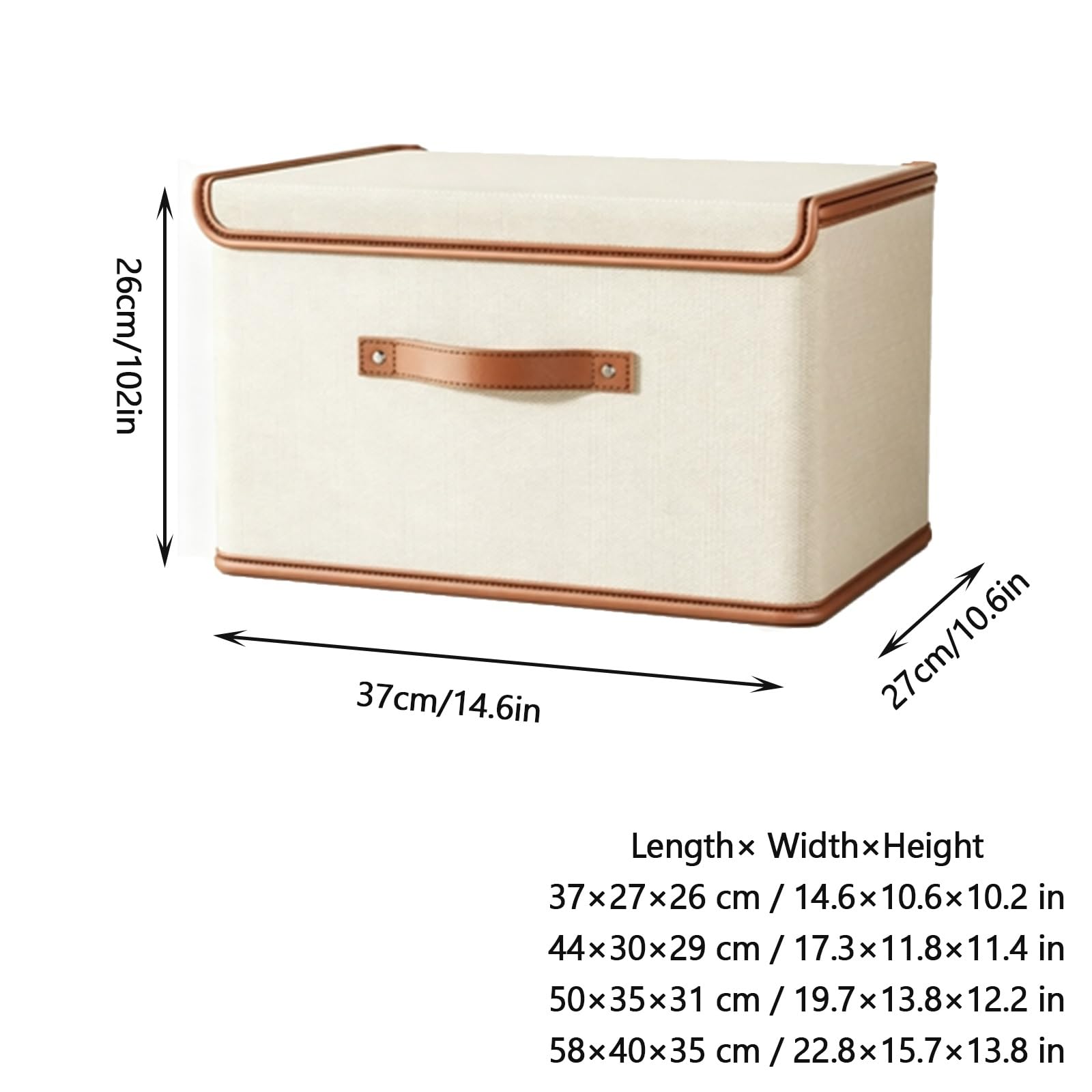 Scatola di Conservazione in Tessuto, Cesta di Conservazione Con Coperchio | Coperchio Ribaltabile, Pieghevole, Adatta per Trapunte, Pantaloni, Maglioni(Beige,37cm/14.6in)