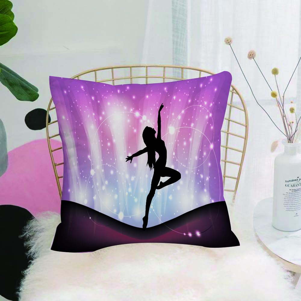 HYOSXW Cushion Cover,Throw Pillow Case Home Decorative for Living Room Bedroom Sofa Chair 16X16 Inch,Charming dance performance, black silhouette of dancers, sits on a scene of glo,Pillowcase 40X40cm