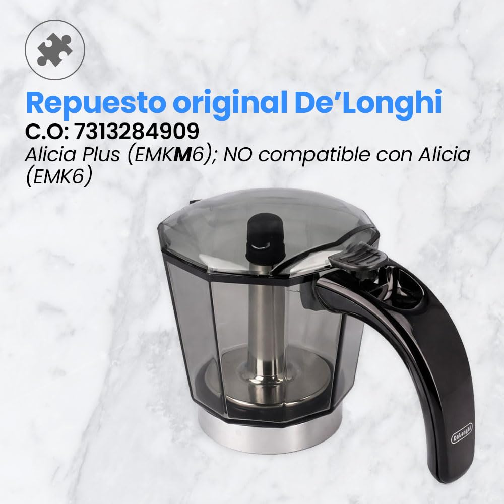 Anakel Home DeLongui Repuesto Jarra Cafetera Alicia Plus 6 Tazas EMKM6 Gris | Reemplazo de Jarra para Moka EMKM6.B | Incluye Filtro y Junta | Gris