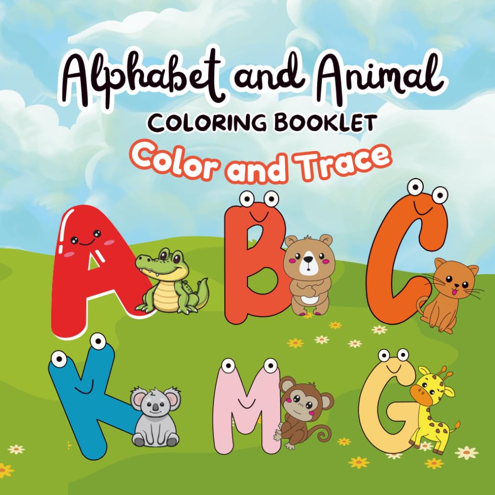 Alphabet and Animal Coloring Booklet: Color and Trace
