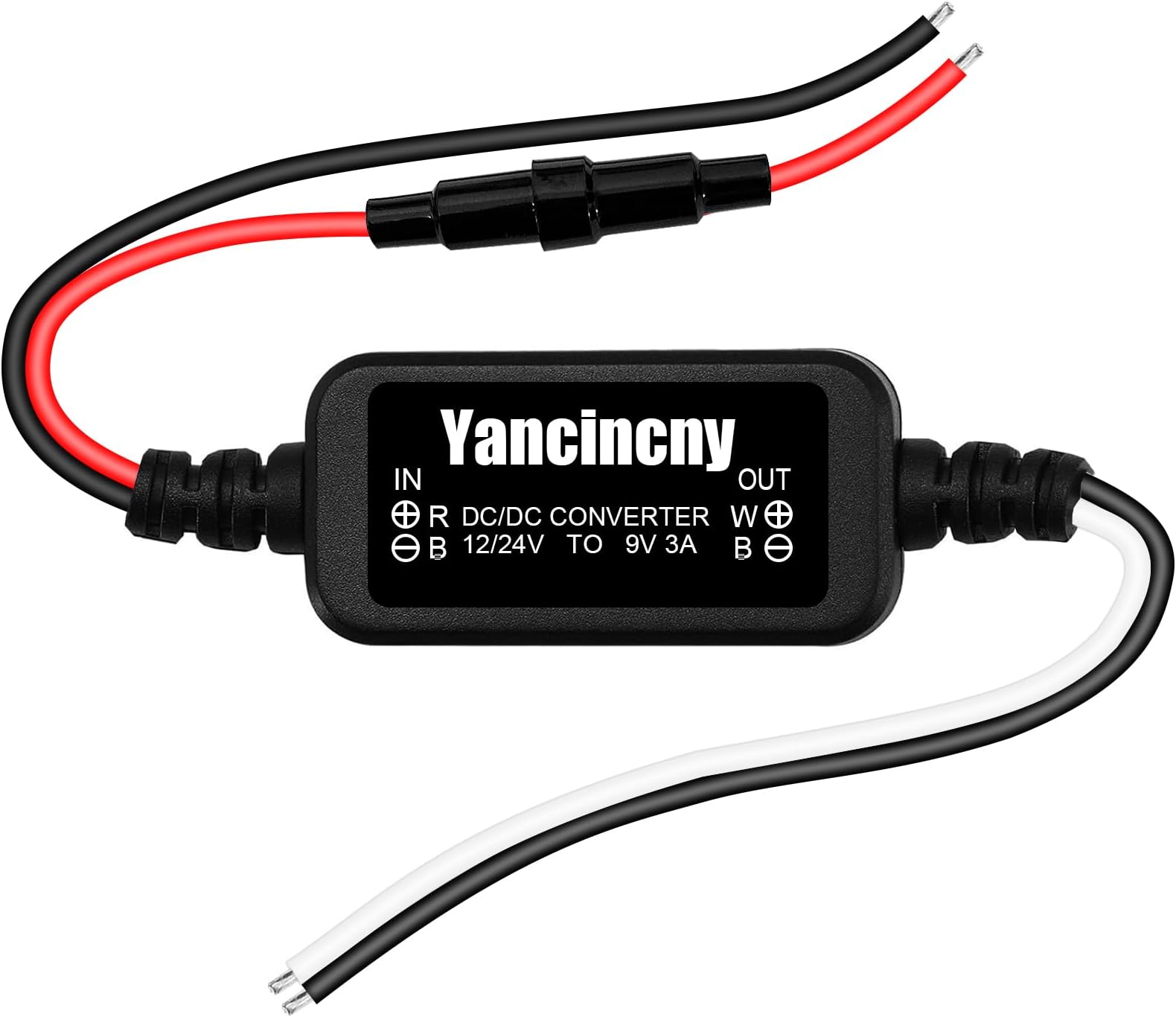 DC 12V 24V Step Down to 9V 3A 27W, DC 11-32V to 9VVoltage Converter Power Supply Adapter Buck Converter Regulator Reducer Voltage Transformer with Fuse for Golf Cart