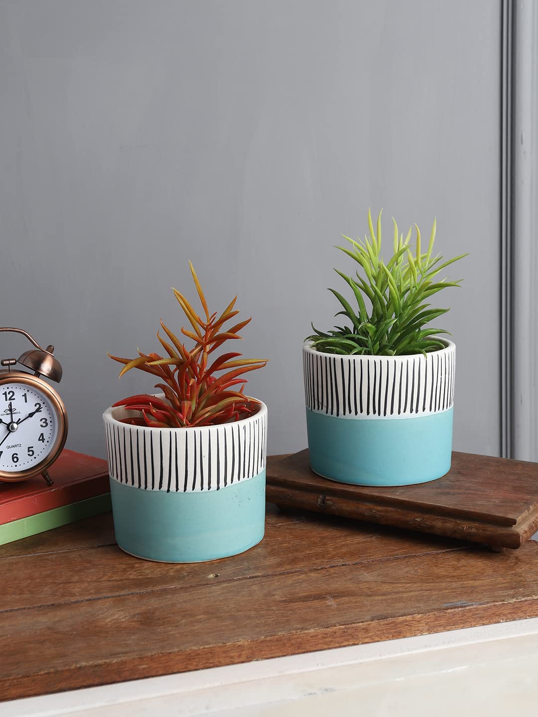 See full amazon price history chart for The Decor Lane Handpainted Living Room Garden Decorative Flower Pots Cum Ceramic Planters (Set of 2) (Blue Stripes) The Decor Lane Handpainted Living Room Garden Decorative Flower Pots Cum Ceramic Planters (Set of 2) (Blue Stripes) (B0B1CD2P9M) Amazon Price History, Amazon Price Tracker