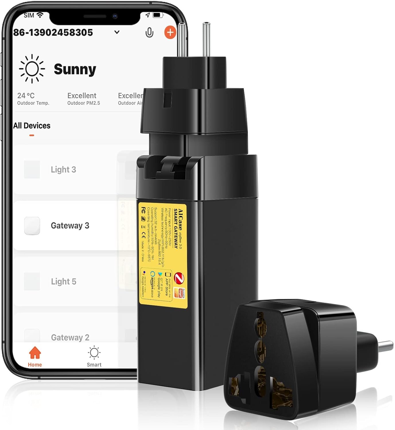 AICase WLAN ZigBee Gateway, Tuya Sensible Gateway Hub Appropriate with Tuya ZigBee 3.0 Gadgets, App Distant Management ZigBee Gateway Management Centre for House Automation – Join as much as 55 Gadgets