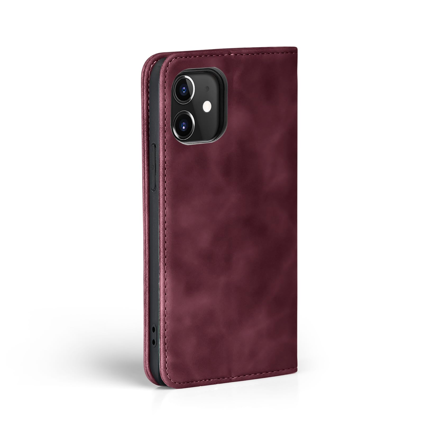 LBH Custodia per iPhone 12, in rosso vinaccia, con scomparto per