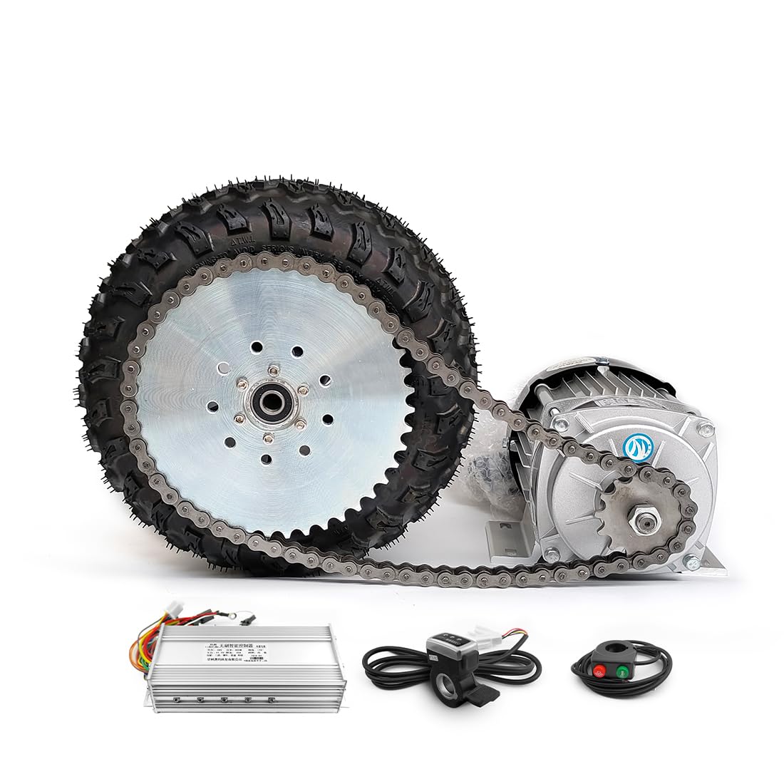 L-faster 10 Inch 48V750W Chain Drive Wheelbarrow Trolley Brushless Geared Motor Wheel Kit (Max Speed 9kph)
