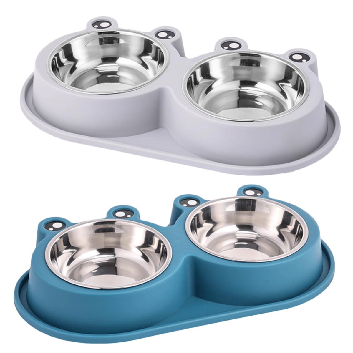 Gamelle double pour animaux antidérapante, écuelle acier inoxydable chiots et chatons DOITOOL