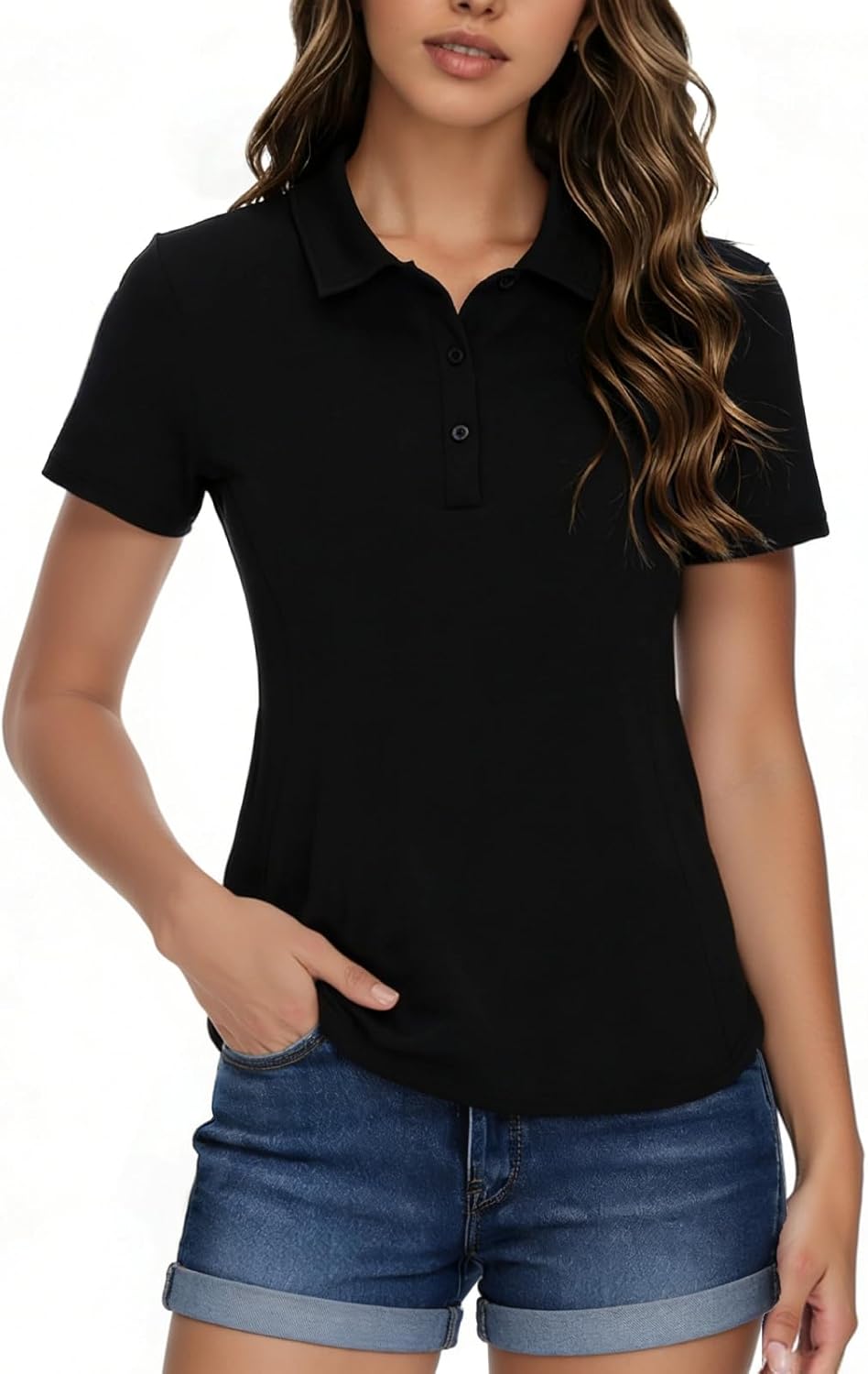 ZANZEA Polo Shirts for Women Short Sleeve Slim Fit UPF 50+ Golf Tennis Shirt Casual Work Tops