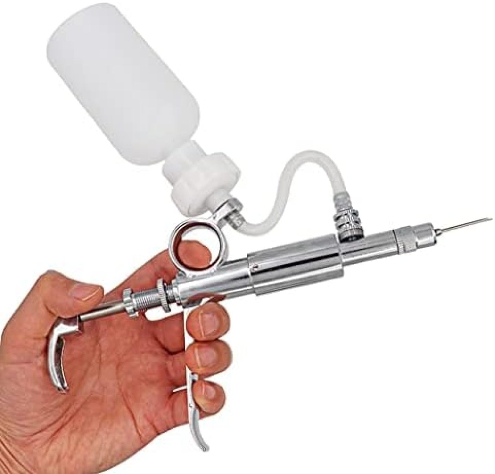 Inyector De Pistola De Jeringa Para Ganado, Jeringa Continua Automática Para Ganado De 2/5 ML, Equipo Veterinario Con Botellas Vacunación Metal Multifunción Granja Veterinaria Pollo Oveja Caballo,