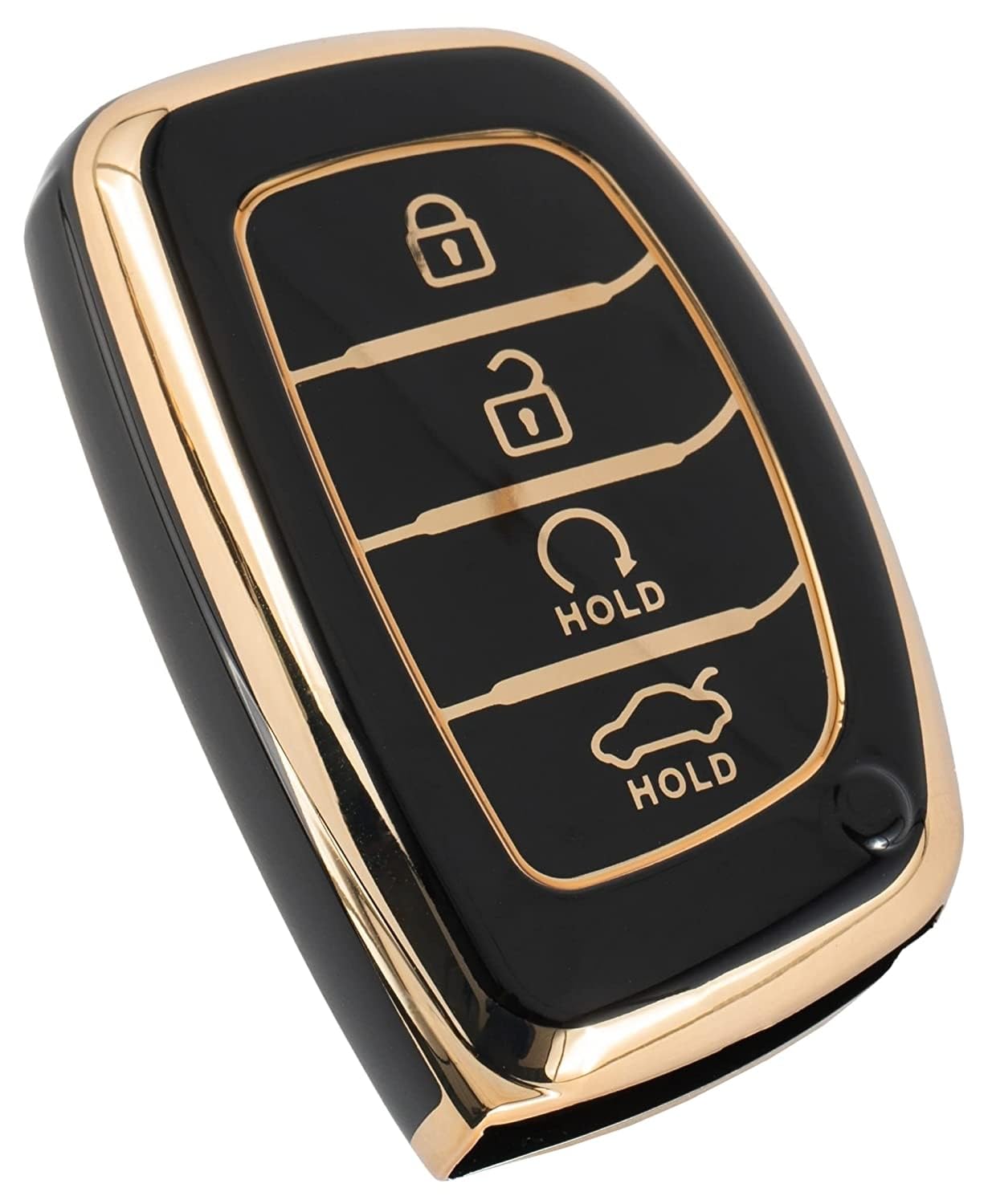 AUTOFRILL TPU Car Key Cover for Hyundai Alcazar | Creta 2021 2022 2023 4 Button Smart Key Cover (Compare Key Shape & Key Image Before Ordering) (Black)
