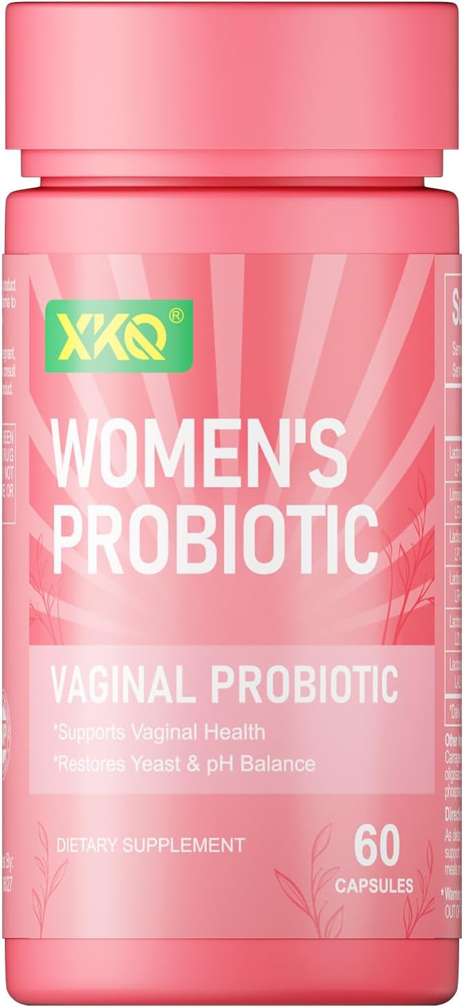 XKQ Probiotic Capsules with Prebiotics & Lactobacillus, pH Balance & Flora Support Formula, 60 Count
